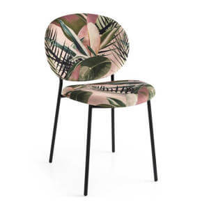 Ines Set Of Two Dining Chairs Pink Leaves CS2004